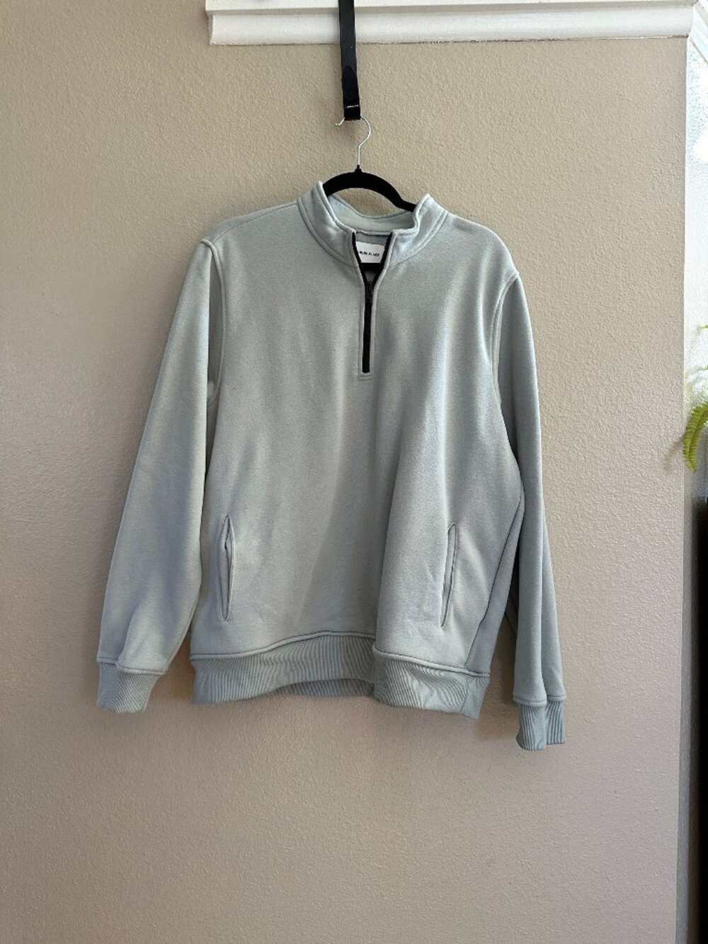 Melrose Place Mens Light Green Quarter-Zip Sweatshirt L Cotton/Poly Stretchy War